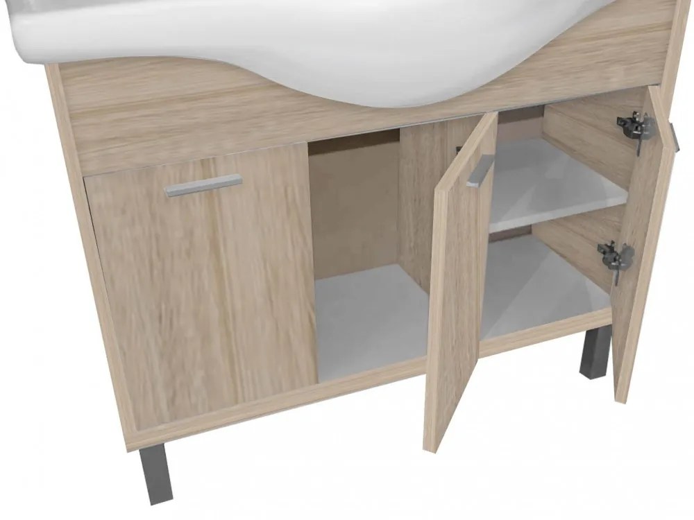 Mobilier complet de baie Nerva 75, stejar Sonoma