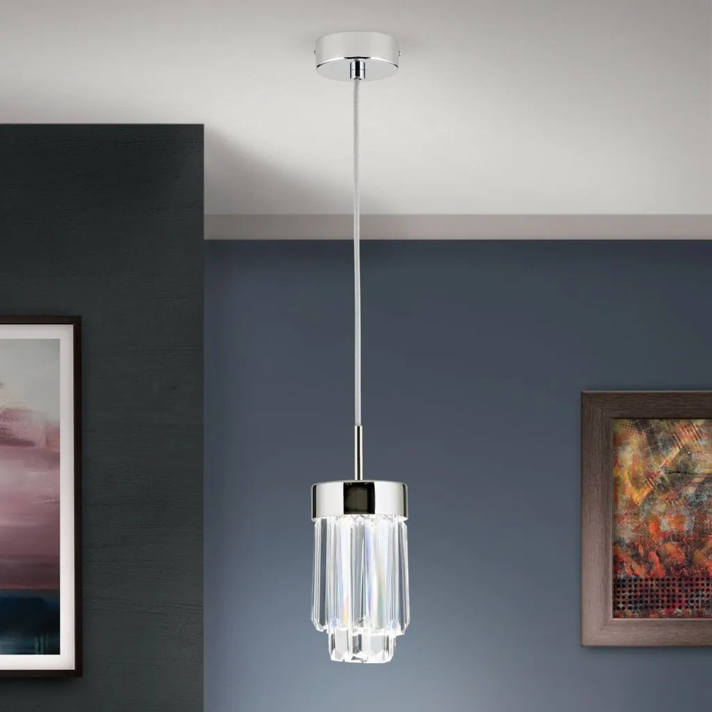 Pendul LED cu cristal K9 design elegant PRISM crom