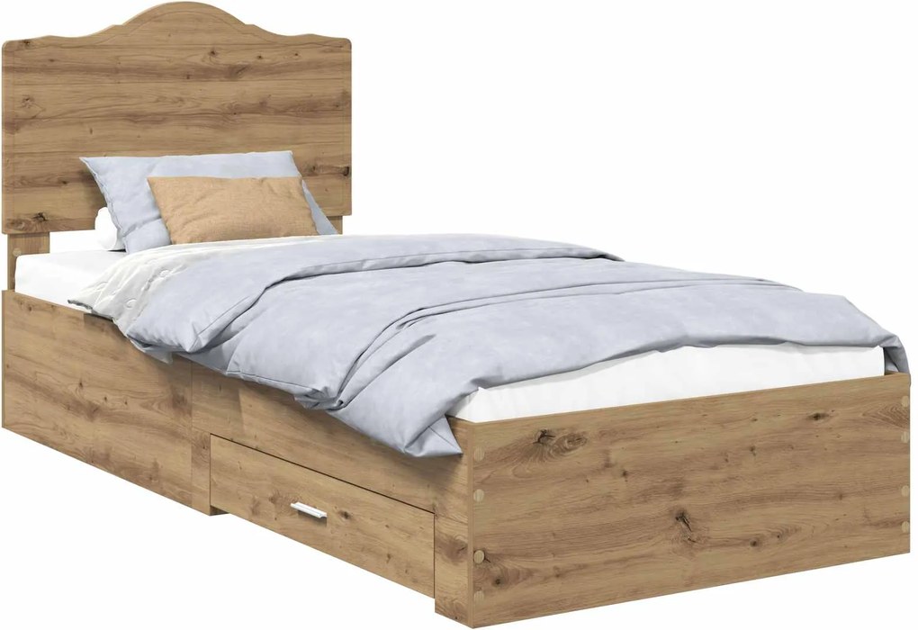 vidaXL Cadru de pat Stejar Artizanal 90 x 190 cm Lemn compozit