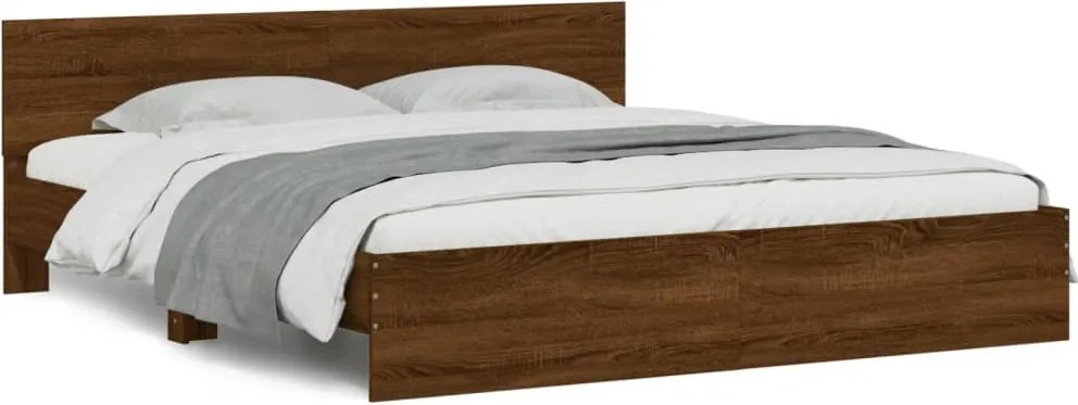 vidaXL Cadru de pat cu tăblie, stejar maro, 200x200 cm