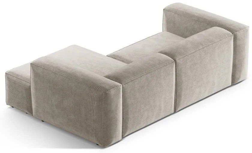 Colțar bej cu tapițerie din catifea reiată (cu colț pe partea dreaptă/cu șezlong) Bergamo – Cosmopolitan Design