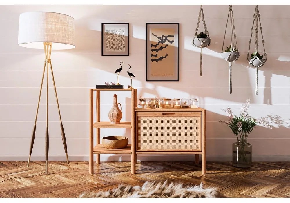 Bibliotecă din lemn de stejar 115x86 cm Pola – The Beds