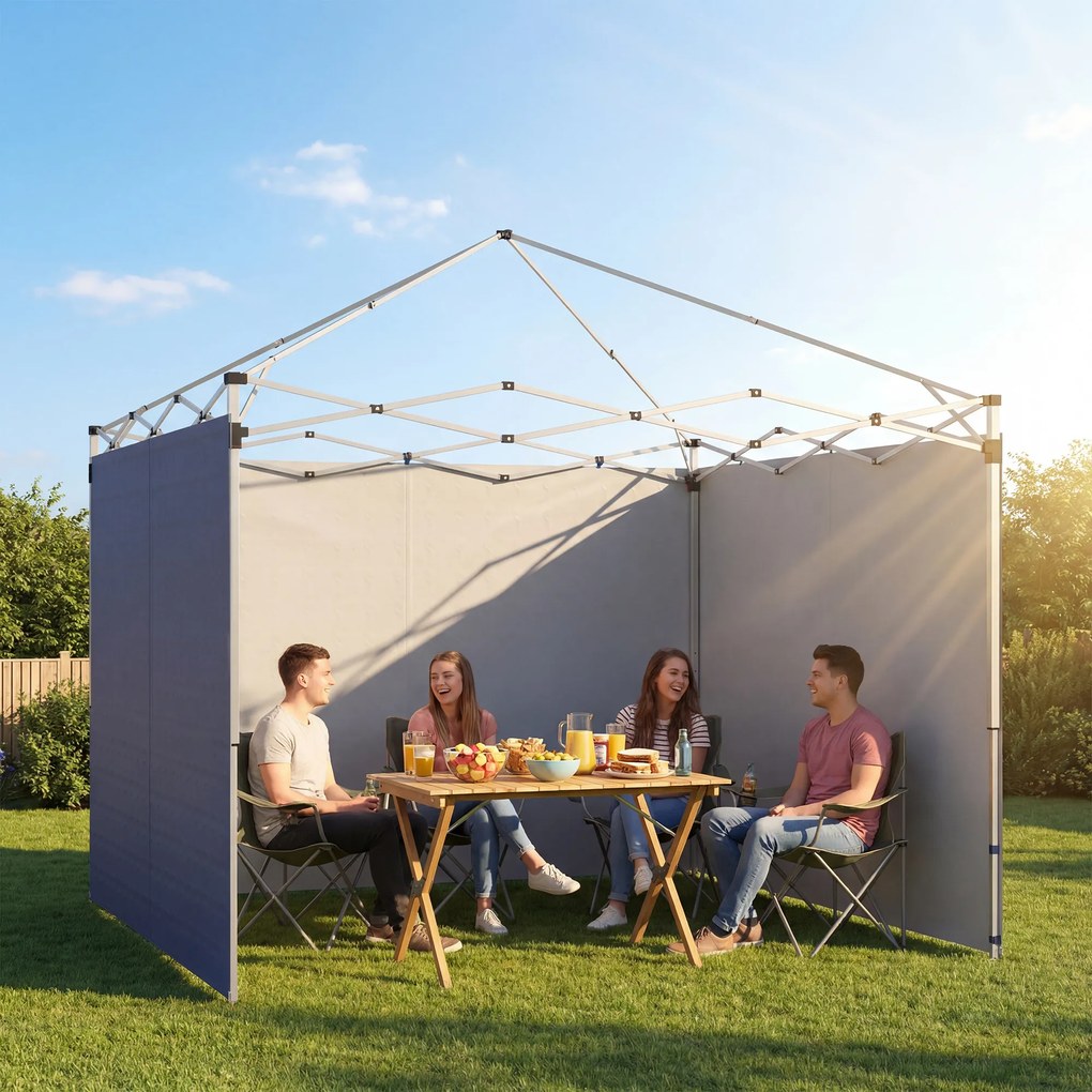 Outsunny 3 Pereți Laterali pentru Pavilioane 300x300 cm, 300x200 cm, Pereți Laterali de Rezervă din Țesătură Oxford cu Fermoar, Albastru | Aosom Romania