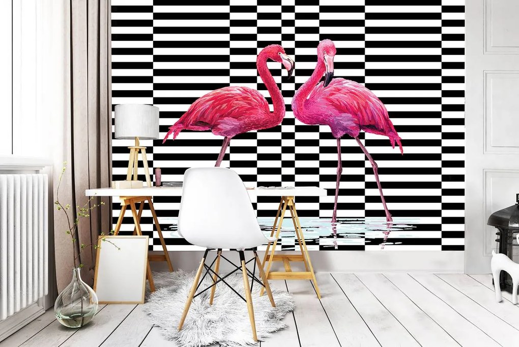 Fototapet - Flamingo 3D (254x184 cm)