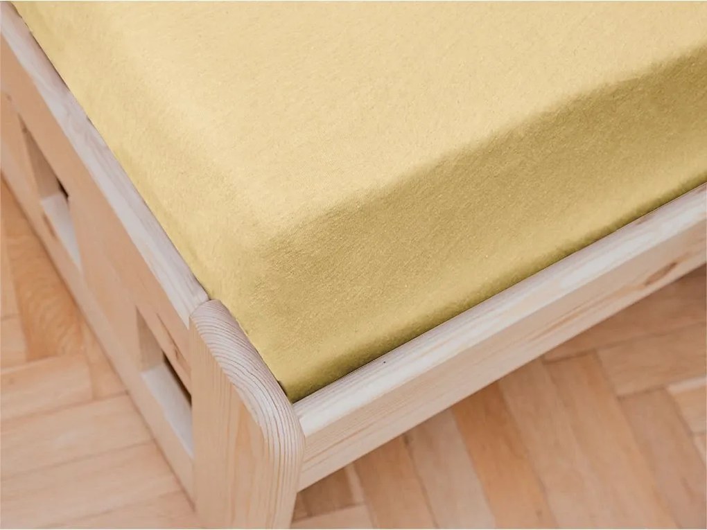 Cearsaf Jersey pentru patut copii cu elastic galben 60x120 cm