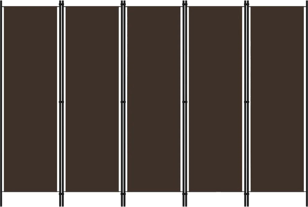 vidaXL Paravan de cameră cu 5 panouri, maro, 250 x 180 cm