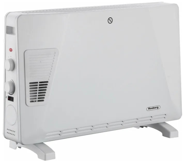 Convector electric de podea Rosberg R51974ET, 2500W, 3 trepte, Turbo, Termostat, Oprire automata, Alb