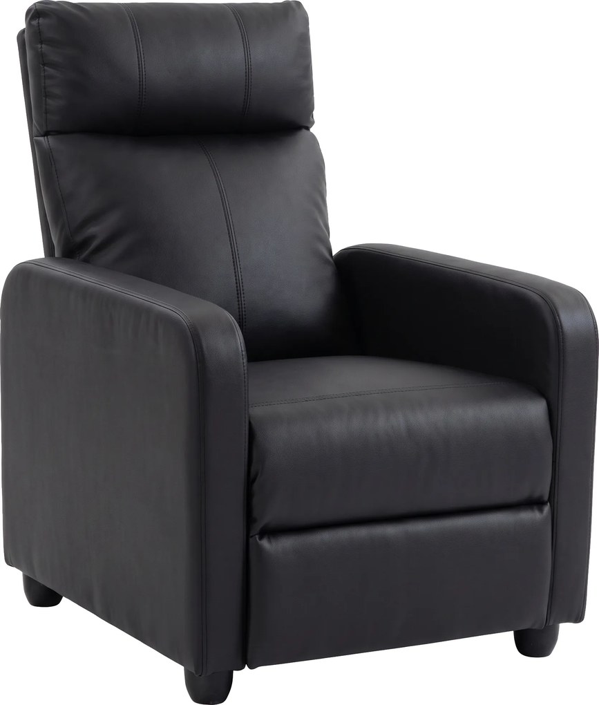 HOMCOM Fotoliu Relax Reclinabil Manual 155° cu Suport pentru Picioare din piele ecologică PU, pentru Living și Dormitor, Negru | Aosom Romania
