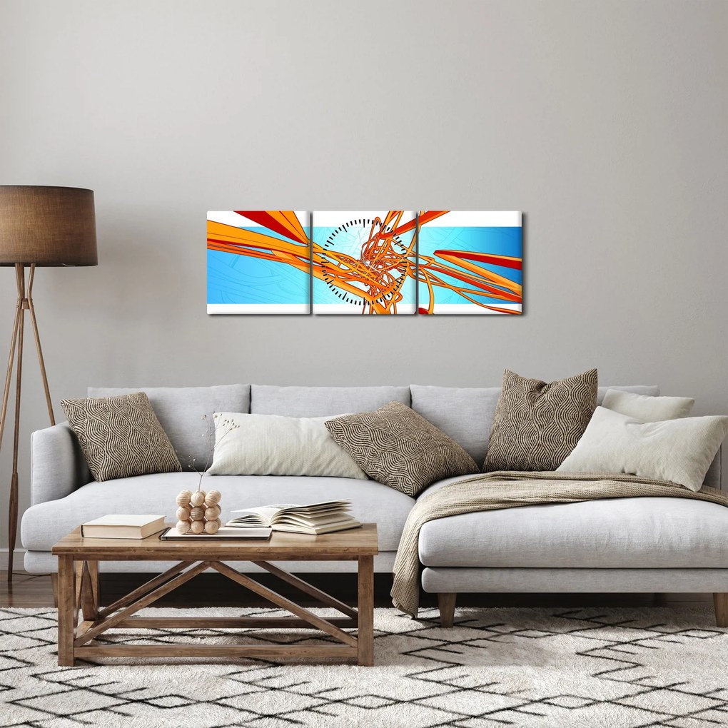 Tablou - Linii împletite, abstracție (cu ceas) (90x30 cm)