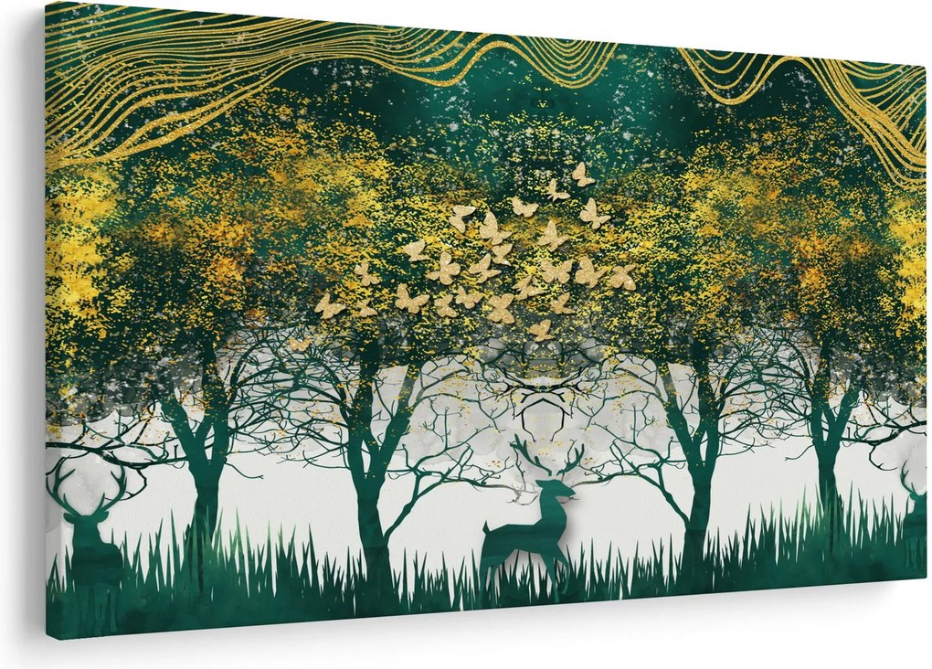 Tablou - Căprioare în pădurea verde (90x60 cm)
