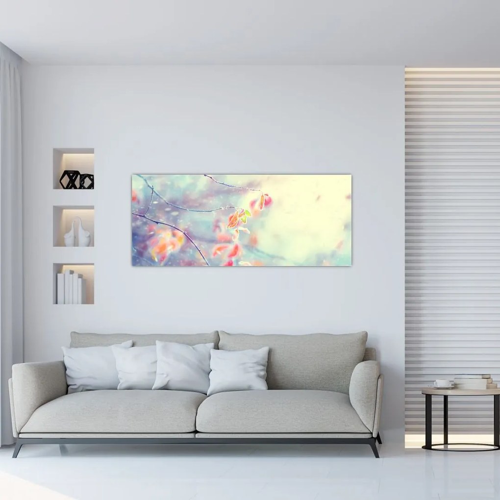 Tablou - Frunze în gheață (120x50 cm)