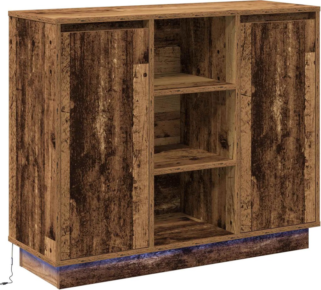 vidaXL Bufet LED Lemn vechi 90 x 32 x 75 cm Lemn compozit