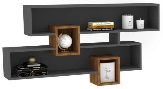 Etajeră de perete KAREN 120x72,2 cm antracit/maro