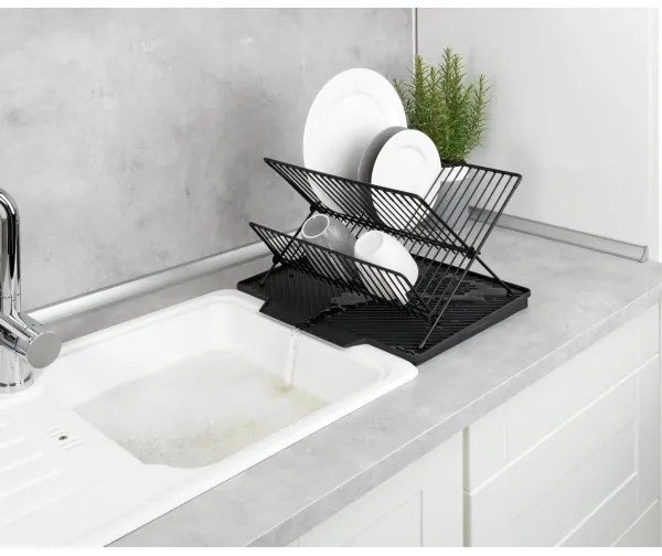 WENKO 54771100 - Scurgător pentru vase NELIA, 34 x 40 cm, negru