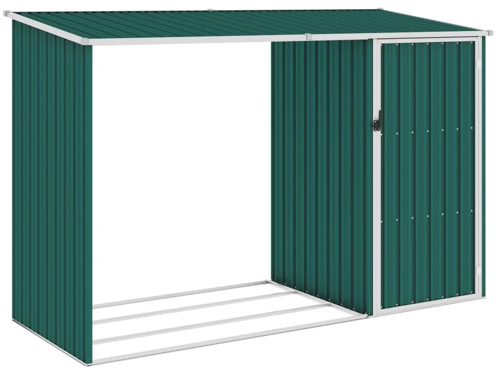 sopron gradina lemne de foc, verde, 245x98x159 cm otel zincat