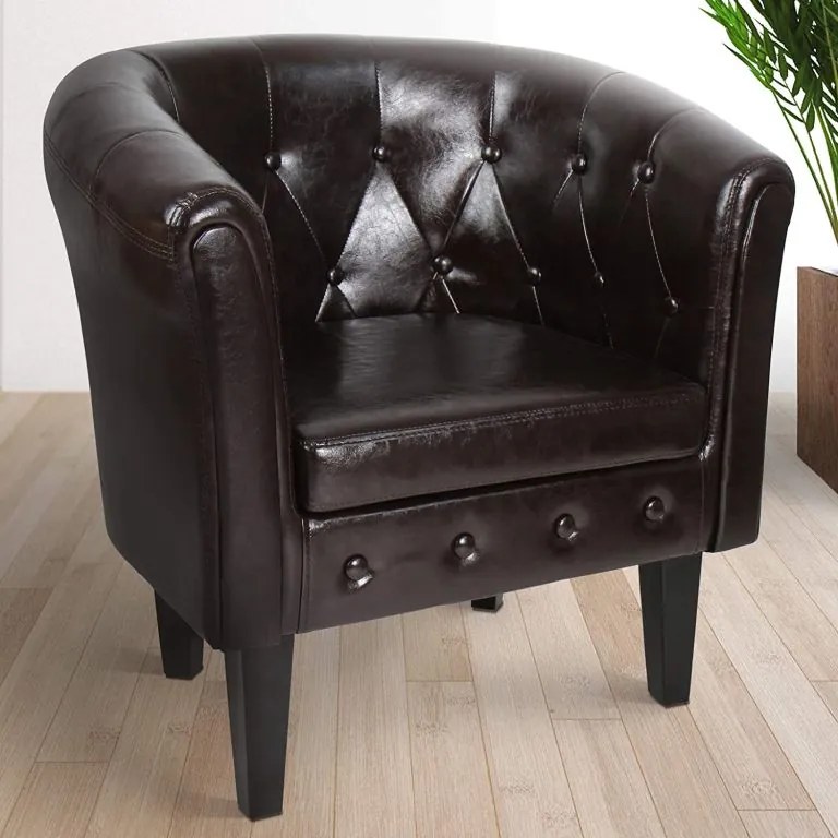 Fotoliu Chesterfield, 58 x 71 x 70 cm, maro