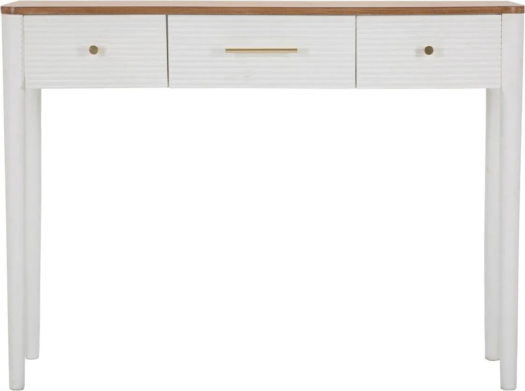 Consola, Matera, Mauro Ferretti, 107 x 37 x 80 cm, lemn frasin/lemn pin/MDF/fier, alb/maro