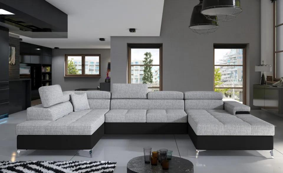 Canapea modulara, extensibila, cu spatiu pentru depozitare, 345x202x90 cm, Eduardo L01, Eltap (Culoare: Cafeniu / Maro inchis)