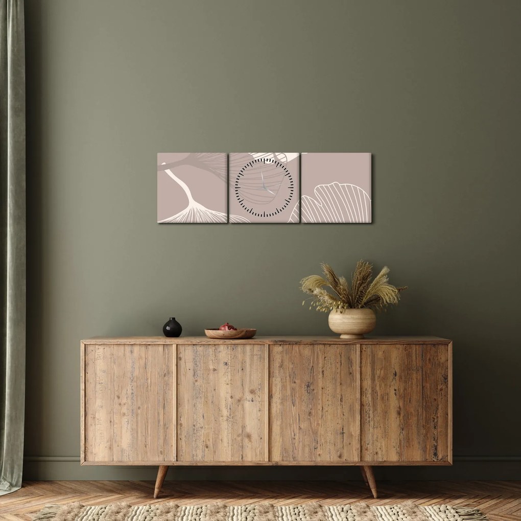 Tablou - Frunze bej N⁰1 (cu ceas) (90x30 cm)