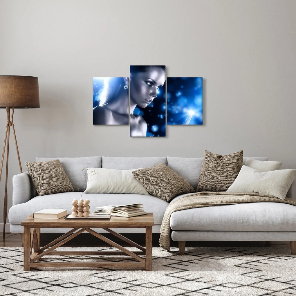 Tablou - Femeia, sclipici albastru (90x60 cm)
