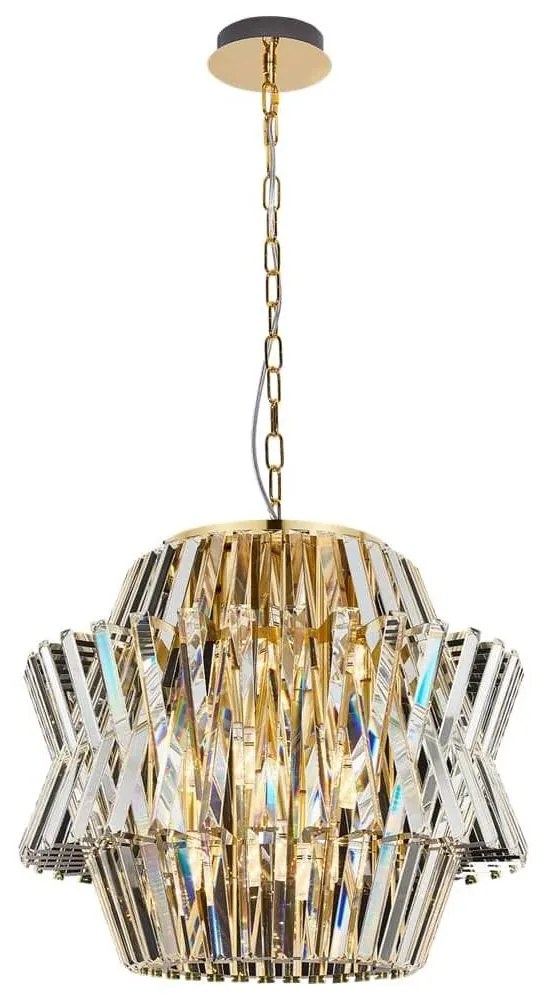 Lustră de cristal pe lanț CROWN 12xE14/40W/230V auriu