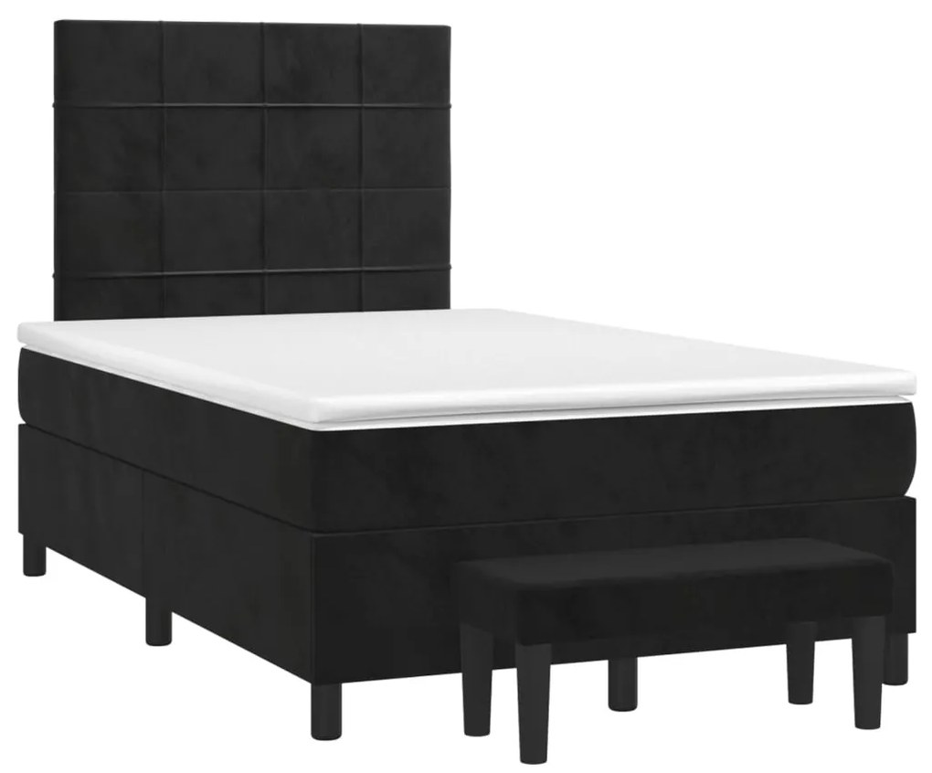 3270471 vidaXL Pat box spring cu saltea, negru, 120x190 cm, catifea