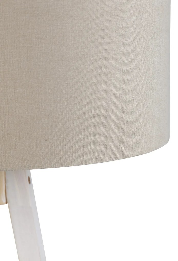 Lampă de podea trepied albă cu abajur din material textil maro deschis 50 cm - Tripod Classic