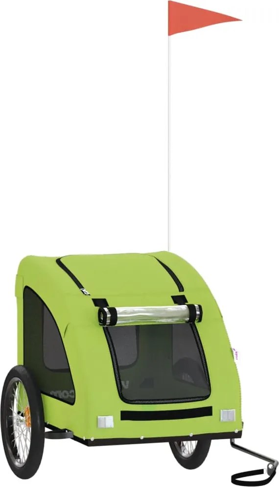 vidaXL Remorcă de bicicletă animale companie, verde textil oxford/fier