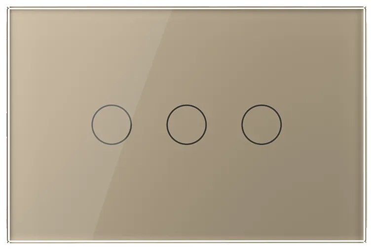 Intrerupator triplu cap scara / cruce cu touch Livolo din sticla, standard italian – Serie noua