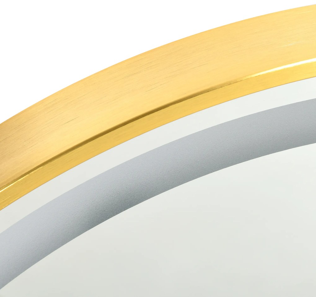 kleankin Oglindă de Baie Rotundă cu Lumină LED, Luminozitate Reglabilă și Întrerupătoare Touch, Ø60x4 cm, Auriu | Aosom Romania