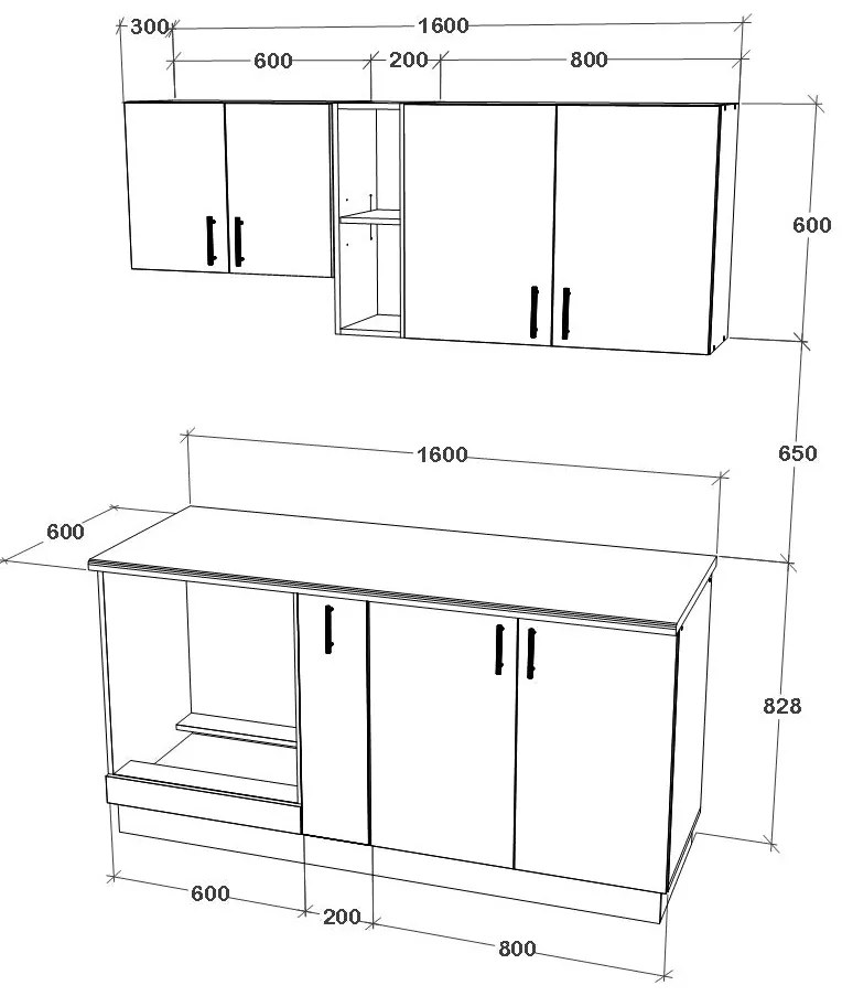 Set haaus V7, Antracit/Alb, Blat Thermo 28 mm, L 160 cm