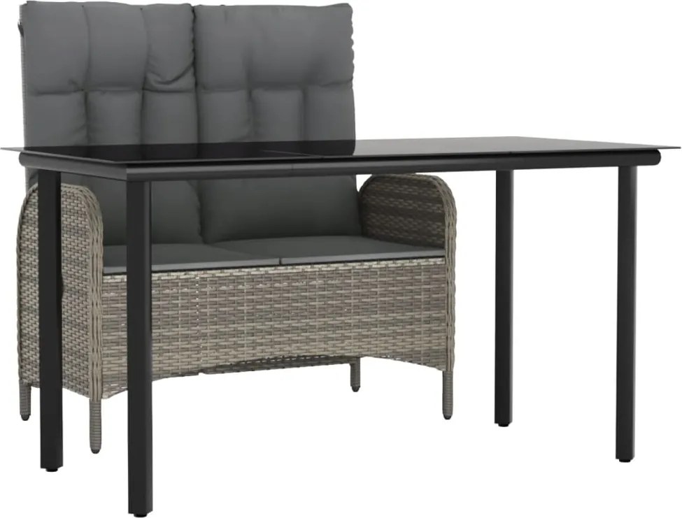 vidaXL Set mobilier de grădină cu perne, 2 piese, gri, poliratan