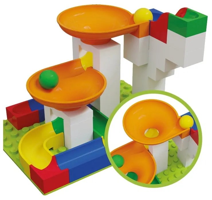 Set traseu suplimentar pistă cu bilă Hubelino, 44 piese