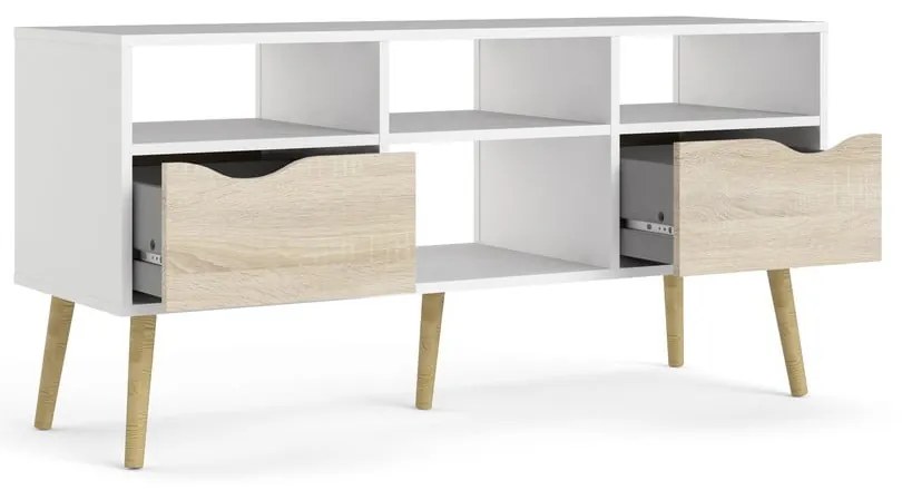 Comodă TV Tvilum Oslo, 117x57 cm, natural-alb