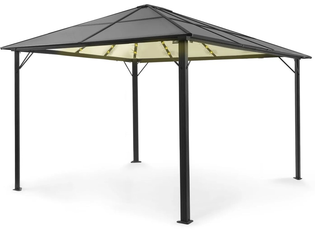 Blumfeldt Pantheon Solid Sky Ambient Solar, pavilion cu acoperiș, 3 × 4 m, policarbonat, aluminiu, iluminat