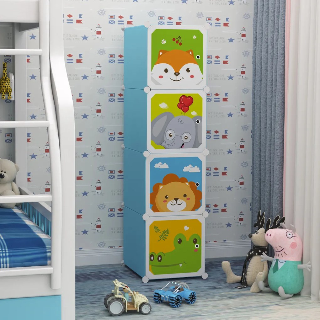 Dulap Modular Copii, 4 Compartimente, D4381, Blue