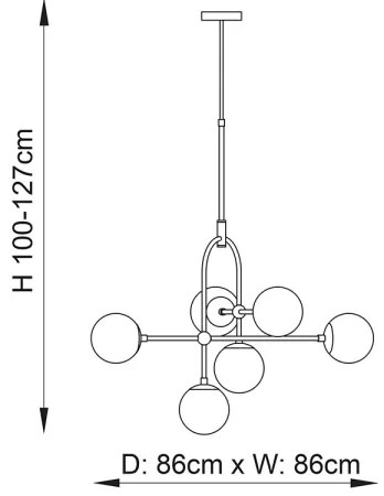 Endon 106661 - Lustră cu tijă ONTARIO, 6xE14/7W/230V, negru/negru fumuriu