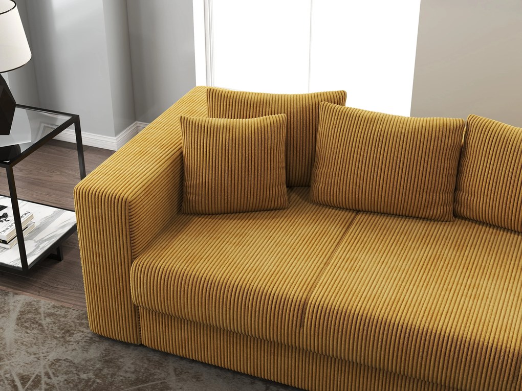 Canapea extensibilă dumonde cu ladă de depozitare si sezut confortabil din spuma high-density, Gloria Zoom Mustar 240x100 cm