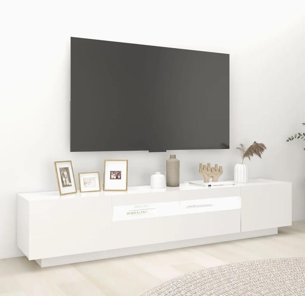 Comodă tv cu lumini led, alb, 200x35x40cm