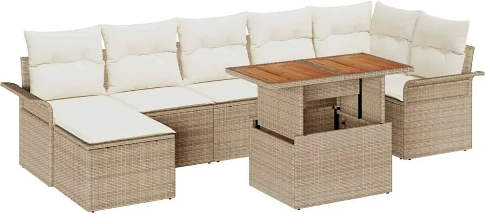 vidaXL Set de canapele pentru grădină 8 pcs Bej Rattan poli