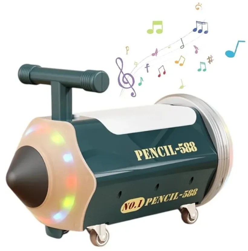Masinuta cu Functie de Trotineta Fara Pedale Pentru Copii NOVOKIDS™ My First Pencil Car, Cu Melodii si lumini, Maxim 25 Kg, Roti cu rotire 360 grade,