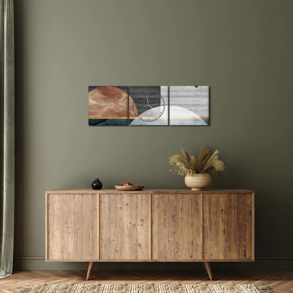 Tablou - Forme și texturi (cu ceas) (90x30 cm)