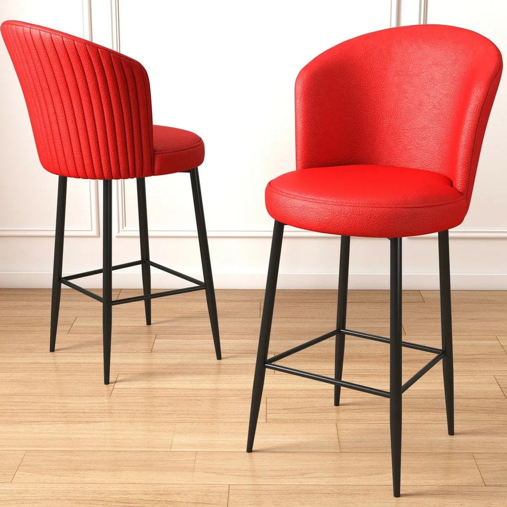 Set de scaune de bar Uras Red and Black, 6 buc., 6 buc.