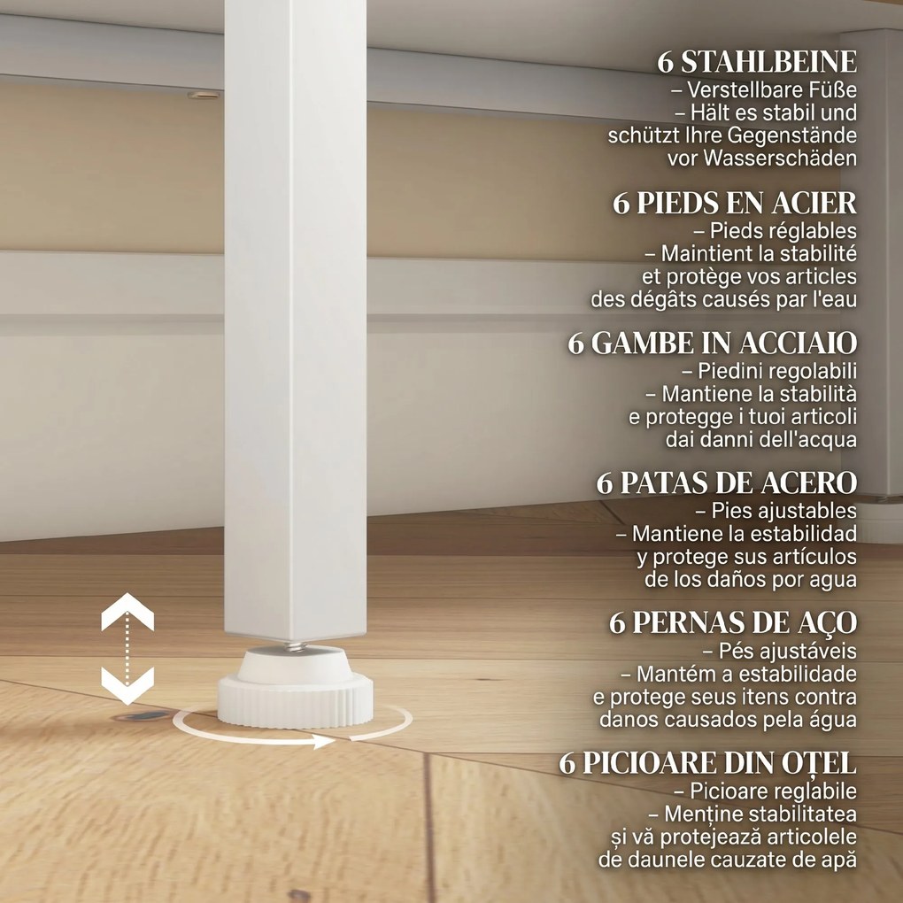 HOMCOM Dulap Modern de Depozitare cu Ușă din Plasă, 4 Compartimente Deschise și Raft Reglabil, 120x37x81.5 cm, Alb | Aosom Romania