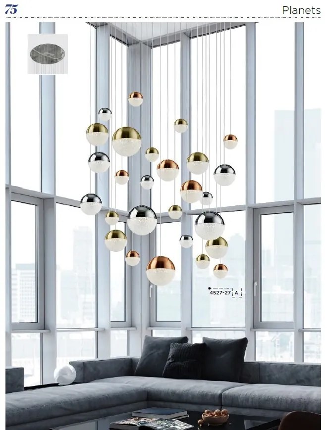 Lustra design modern cu 27 pendule LED Planets 27 4527-27 SRT