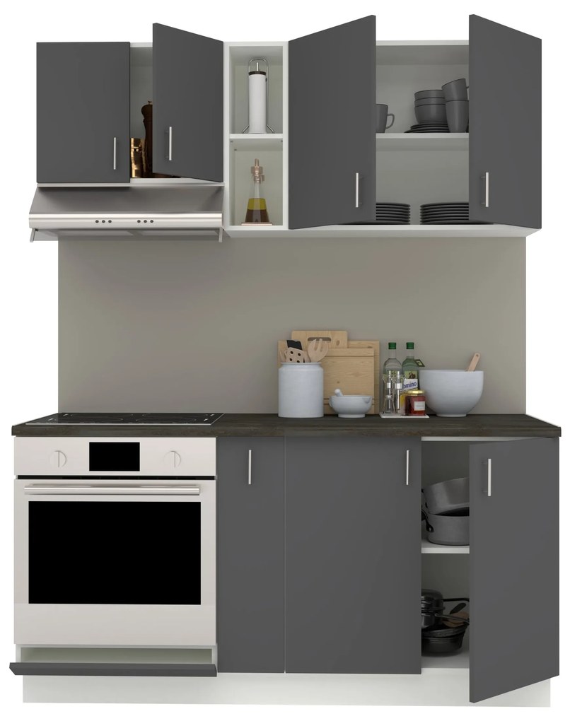 Set Bucatarie Karo V7, Antracit/Alb, Blat Thermo 28 mm, L 160 cm