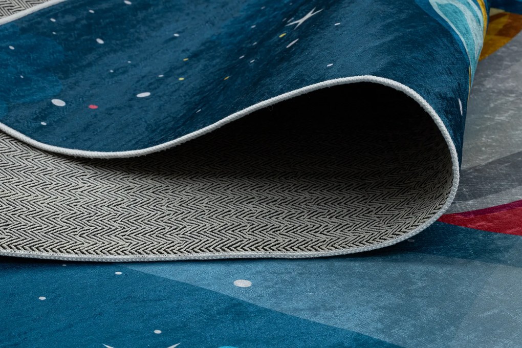 BAMBINO 42810 covor lavabil Rachetă, planete pentru copii anti-alunecare - albastru / maro