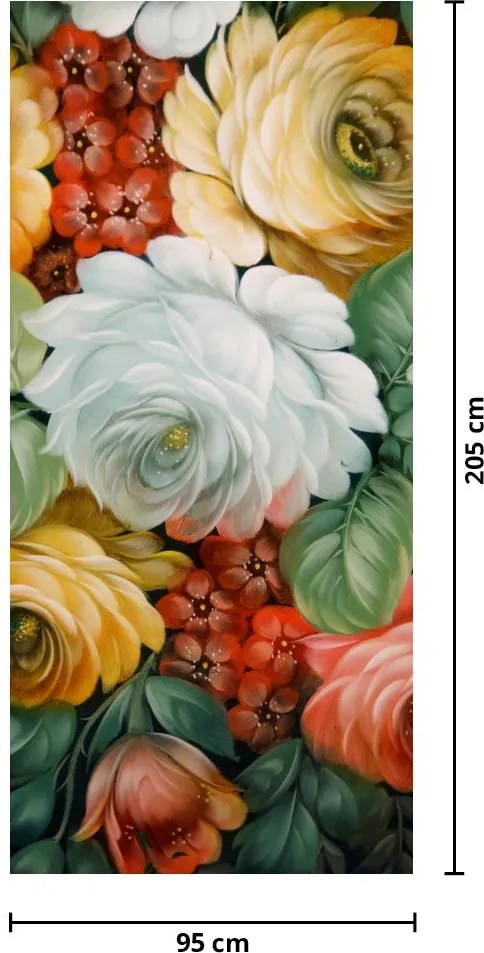 Fototapet pentru ușă - Buchet de flori pictat (95x205cm)