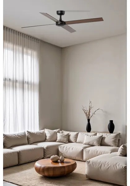 Ventilator LED de tavan FARO 34356WT RUDDER L maro/negru d. 132 cm WT + telecomandă