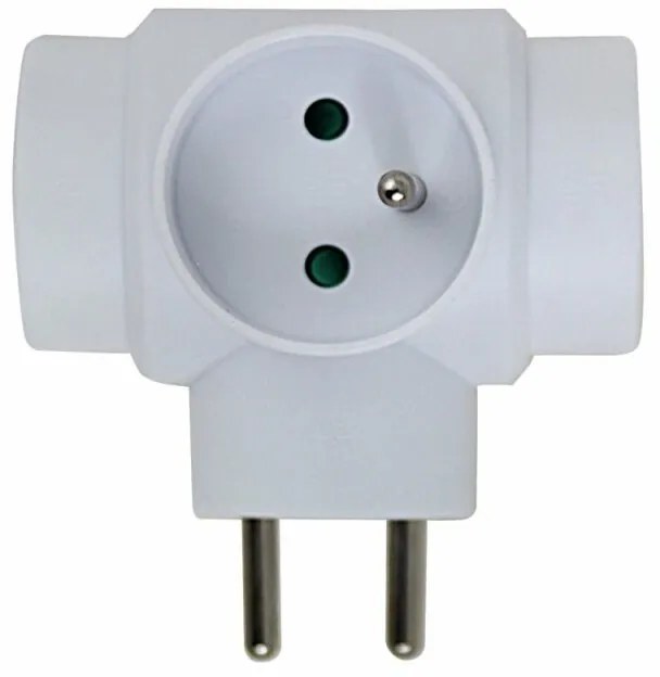 Adaptor triplu stecher Esperanza ELK302W forma T Alb